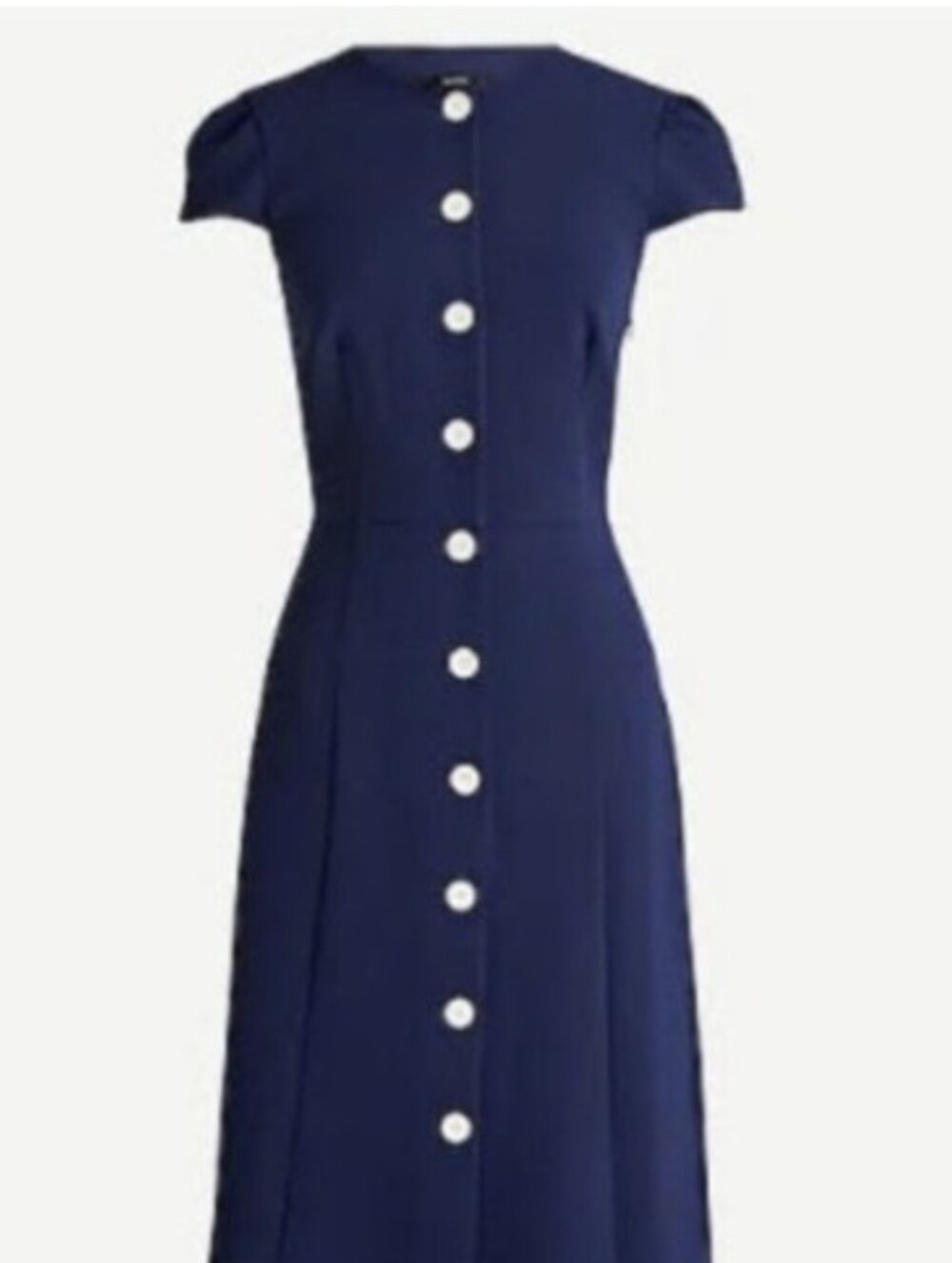 J. Crew Navy Blue Midi Dress with Front Buttons